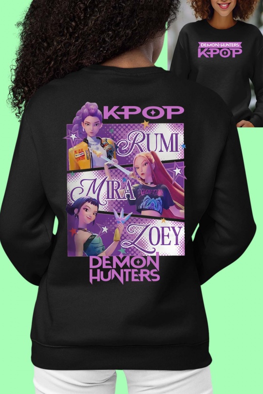 Sweats Femme Noir Impression A La Demande I.A.L.D TRIO DEMON HUNTER - SWEAT COL ROND FILLE DOS Efashion Paris