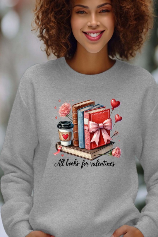 Sweats Femme Rose Impression A La Demande I.A.L.D BOOKS FOR VALENTINES - SWEAT COL ROND FEMME Efashion Paris