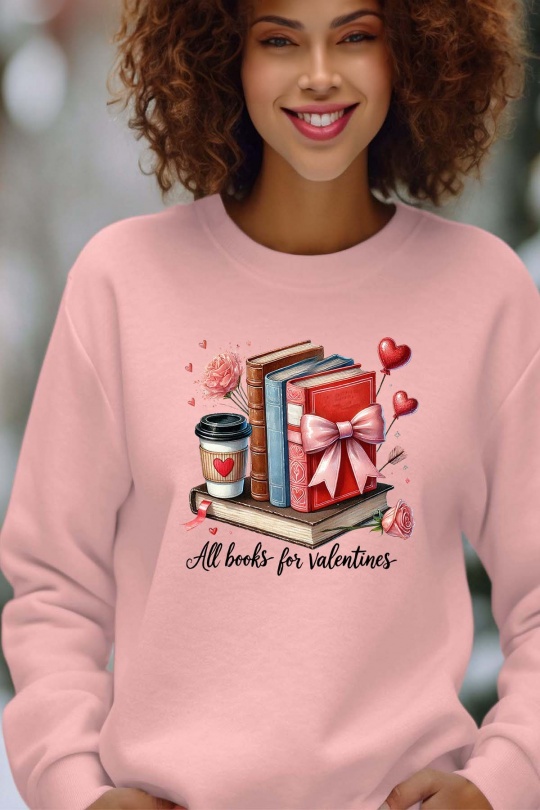 Sweats Femme Rose Impression A La Demande I.A.L.D BOOKS FOR VALENTINES - SWEAT COL ROND FEMME Efashion Paris
