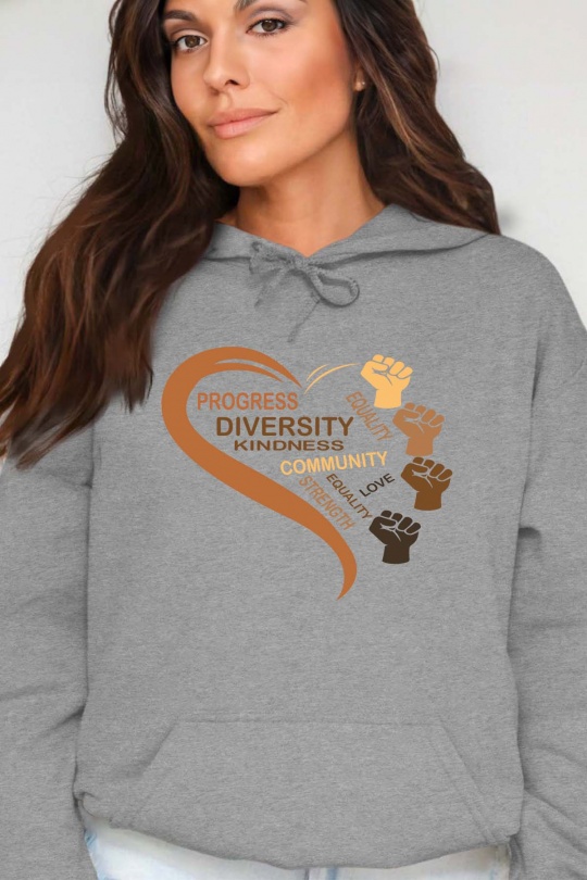 Sweats Femme Blanc Impression A La Demande I.A.L.D DIVERSITY BLACK KINDNESS - SWEAT CAPUCHE FEMME Efashion Paris