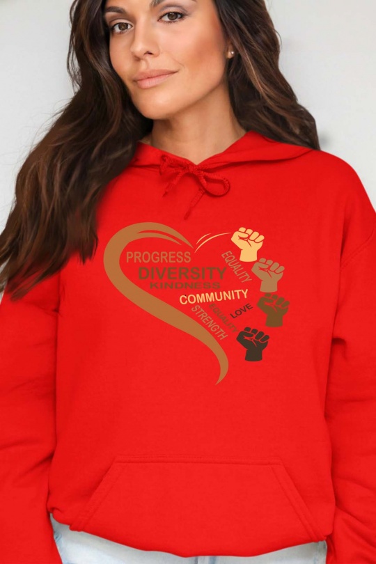 Sweats Femme Blanc Impression A La Demande I.A.L.D DIVERSITY BLACK KINDNESS - SWEAT CAPUCHE FEMME Efashion Paris