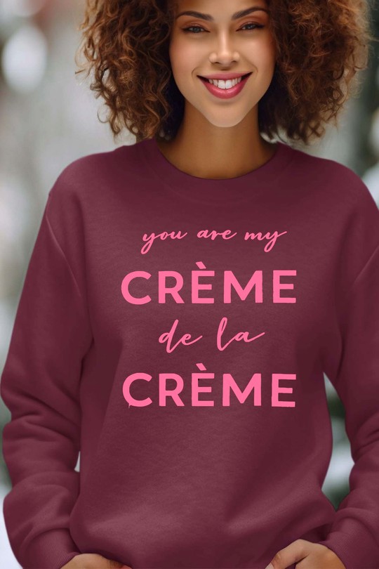 Sweats Femme Gris Impression A La Demande I.A.L.D Creme de la creme - Sweat Col Rond Femme Efashion Paris