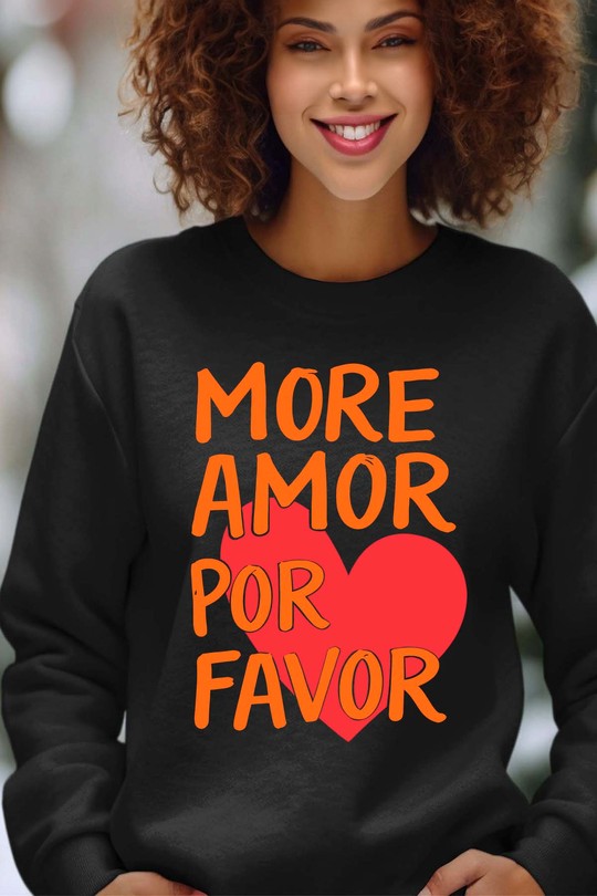 Sweats Femme Gris Impression A La Demande I.A.L.D More amor Favor - Sweat Col Rond Femme Efashion Paris
