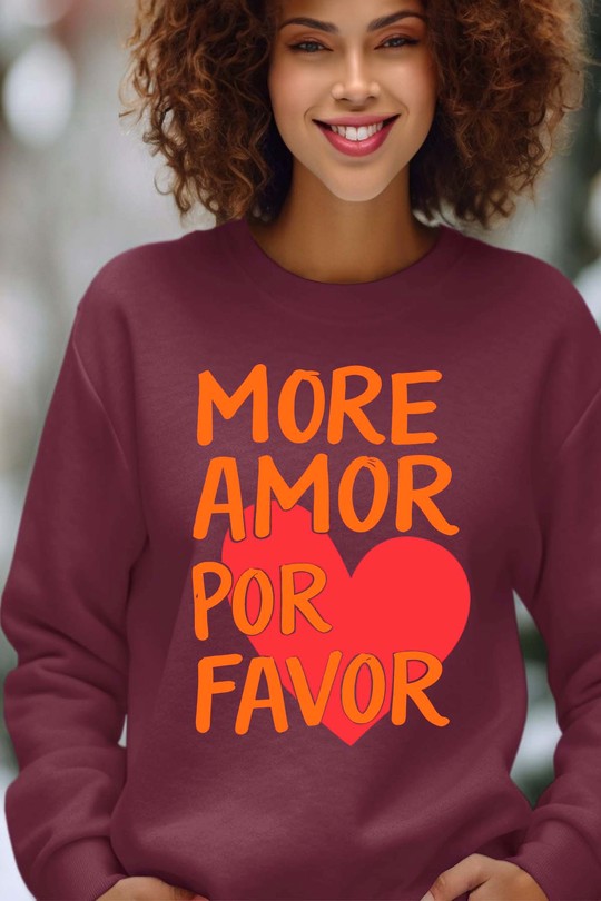 Sweats Femme Gris Impression A La Demande I.A.L.D More amor Favor - Sweat Col Rond Femme Efashion Paris