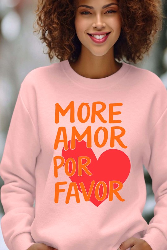 Sweats Femme Gris Impression A La Demande I.A.L.D More amor Favor - Sweat Col Rond Femme Efashion Paris