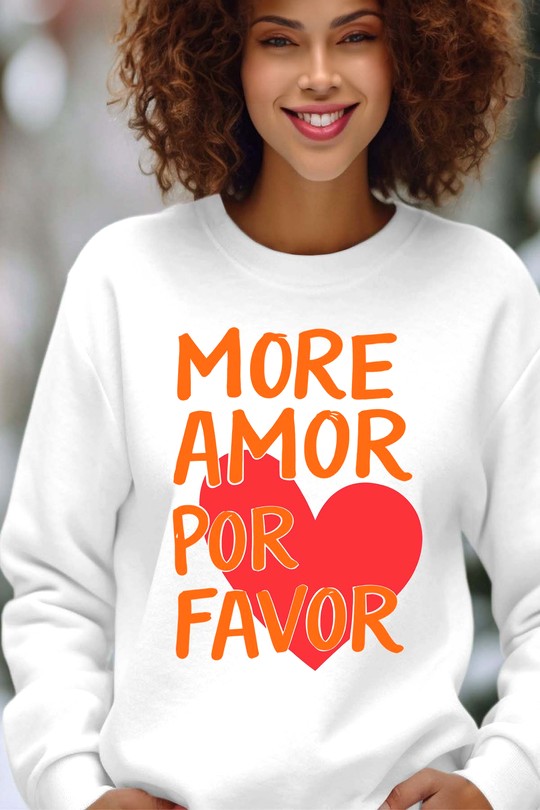 Sweats Femme Gris Impression A La Demande I.A.L.D More amor Favor - Sweat Col Rond Femme Efashion Paris