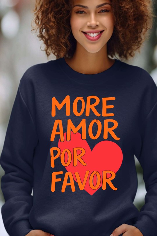 Sweats Femme Gris Impression A La Demande I.A.L.D More amor Favor - Sweat Col Rond Femme Efashion Paris