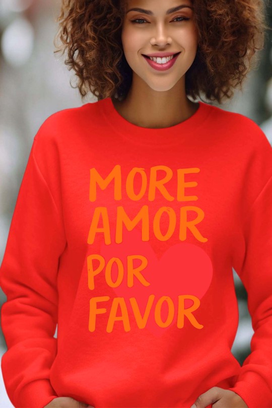 Sweats Femme Gris Impression A La Demande I.A.L.D More amor Favor - Sweat Col Rond Femme Efashion Paris