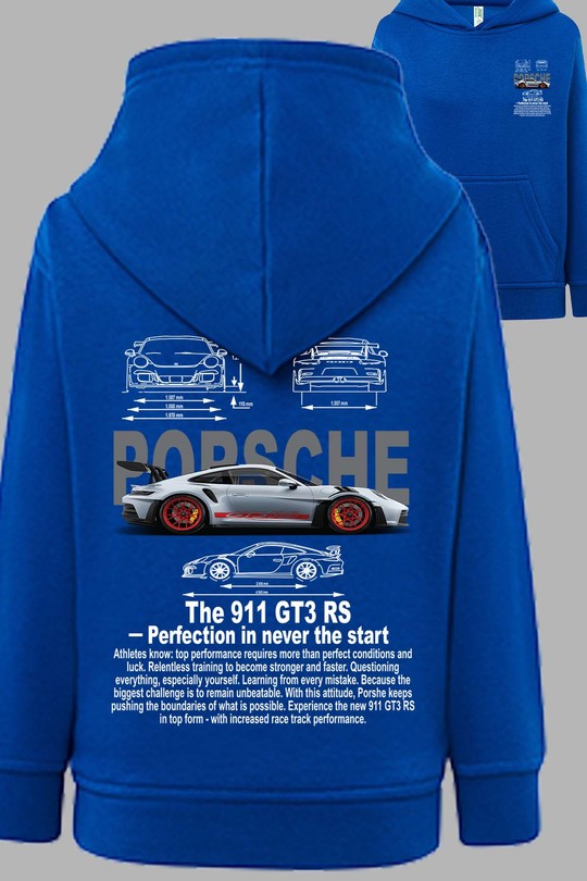 Sweats Femme Bleu ciel Impression A La Demande I.A.L.D Porsche 911 RS - Sweat Capuche Femme AR Efashion Paris