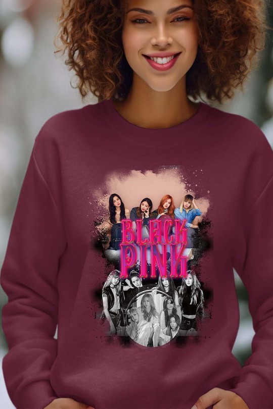 Sweats Femme Marine Impression A La Demande I.A.L.D Black pink Bootleg 03 - Sweat Col Rond Femme Efashion Paris