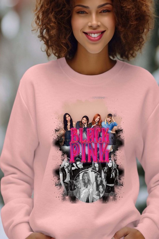 Sweats Femme Marine Impression A La Demande I.A.L.D Black pink Bootleg 03 - Sweat Col Rond Femme Efashion Paris