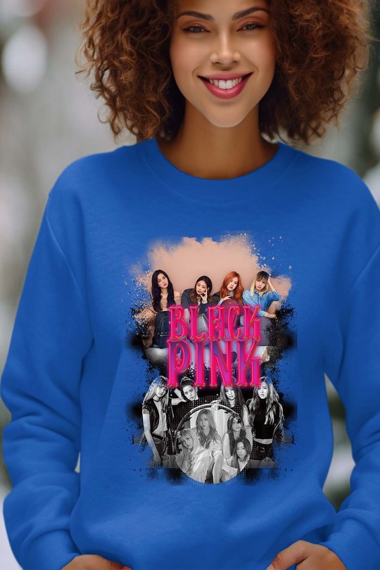 Sweats Femme Marine Impression A La Demande I.A.L.D Black pink Bootleg 03 - Sweat Col Rond Femme Efashion Paris