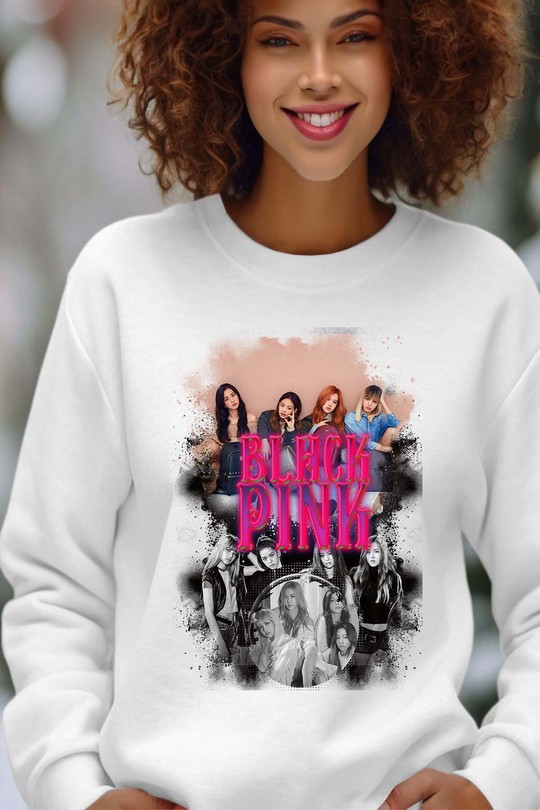 Sweats Femme Marine Impression A La Demande I.A.L.D Black pink Bootleg 03 - Sweat Col Rond Femme Efashion Paris