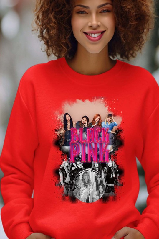Sweats Femme Marine Impression A La Demande I.A.L.D Black pink Bootleg 03 - Sweat Col Rond Femme Efashion Paris
