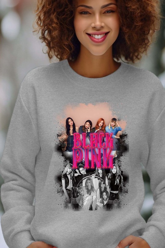 Sweats Femme Marine Impression A La Demande I.A.L.D Black pink Bootleg 03 - Sweat Col Rond Femme Efashion Paris