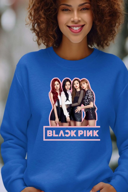 Sweats Femme Noir Impression A La Demande I.A.L.D Black pink Girls fun - Sweat Col Rond Femme Efashion Paris