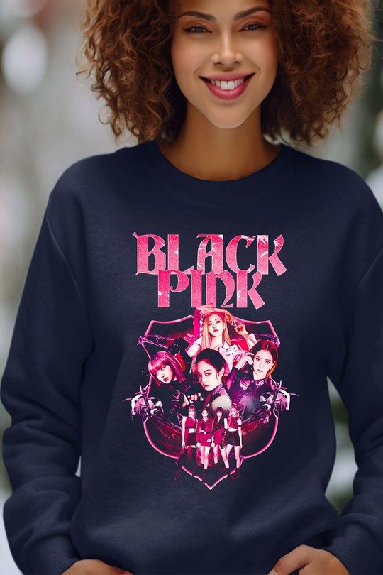 Sweats Femme Noir Impression A La Demande I.A.L.D black pinky - Sweat Col Rond Femme Efashion Paris