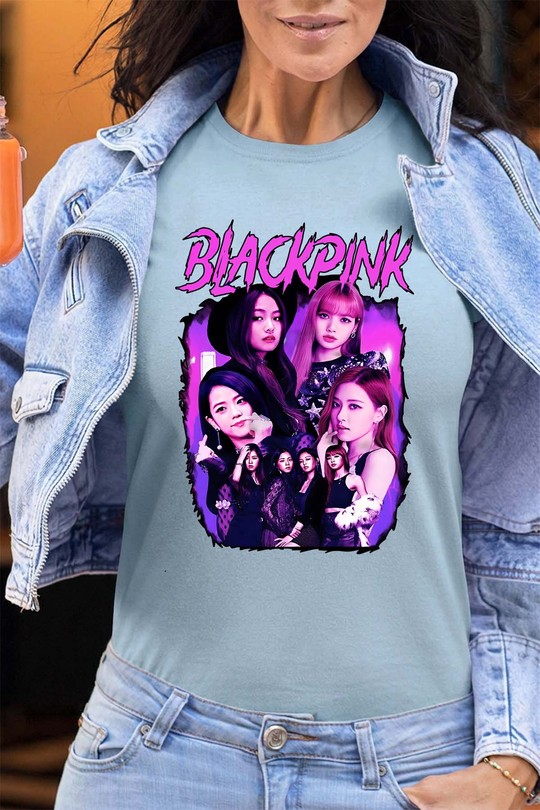 T-shirts Femme Bleu ciel Impression A La Demande I.A.L.D Black pink Bootleg 01 - Tshirt Femme - FC Efashion Paris