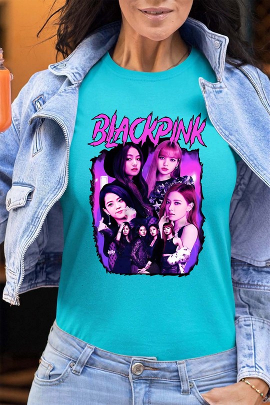 T-shirts Femme Bleu ciel Impression A La Demande I.A.L.D Black pink Bootleg 01 - Tshirt Femme - FC Efashion Paris