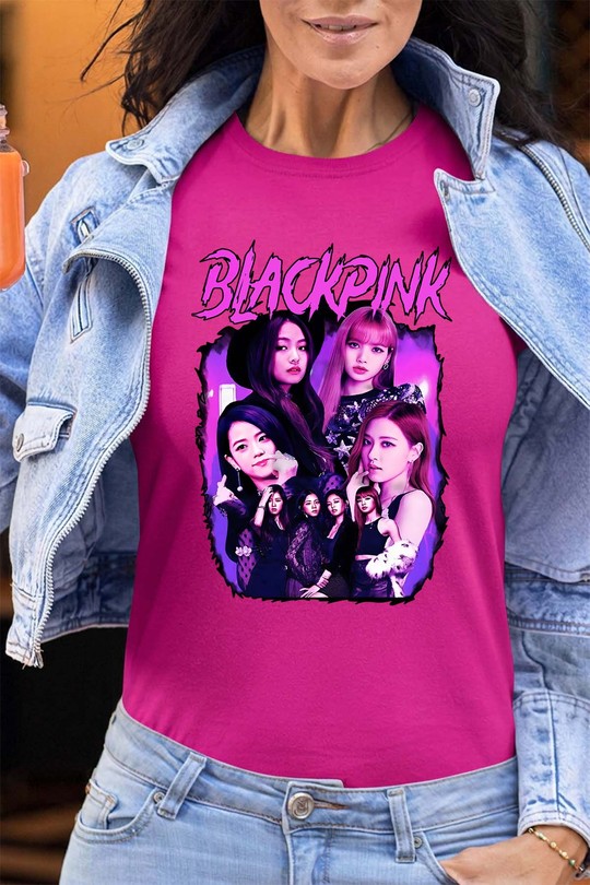 T-shirts Femme Bleu ciel Impression A La Demande I.A.L.D Black pink Bootleg 01 - Tshirt Femme - FC Efashion Paris