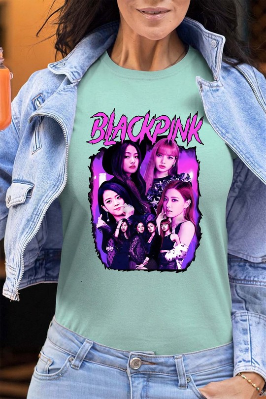 T-shirts Femme Bleu ciel Impression A La Demande I.A.L.D Black pink Bootleg 01 - Tshirt Femme - FC Efashion Paris