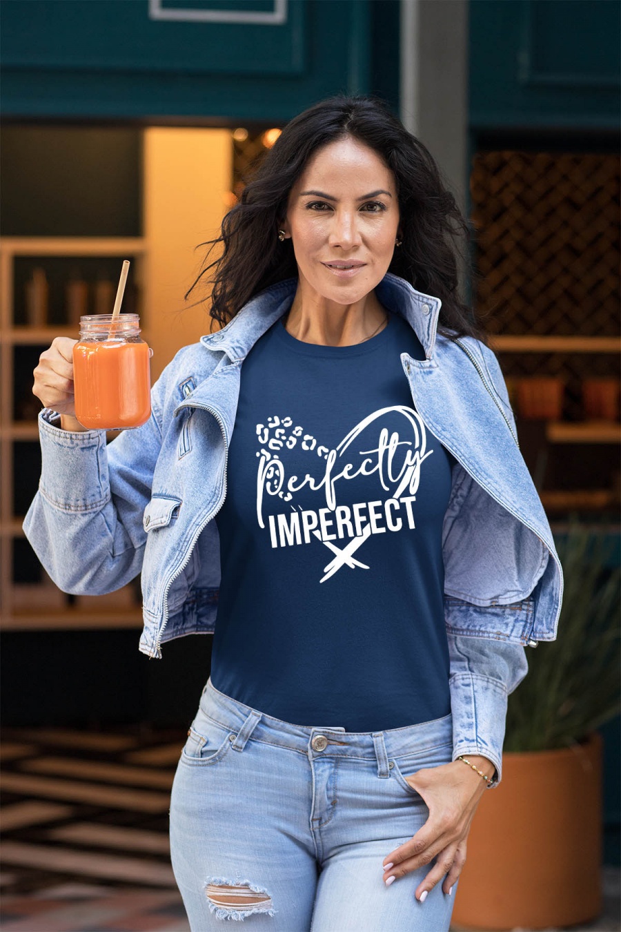 Camisetas Mujer Navy blue Impression A La Demande I.A.L.D PERFECTLY IMPERFECT #c Efashion Paris
