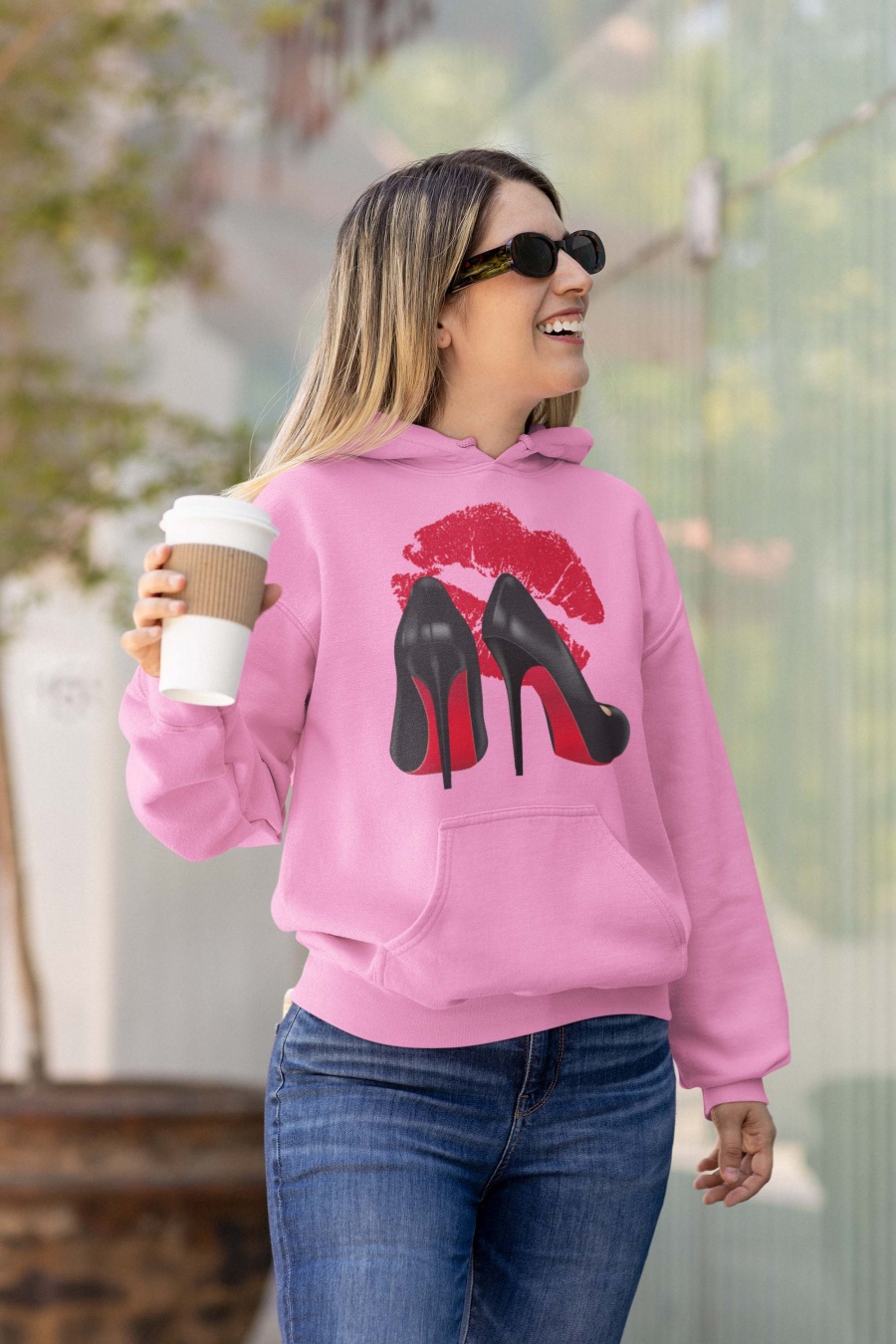 Sweats Femme Rose Impression A La Demande I.A.L.D SWEAT CAPUCHE FEMME - CHAUSSURES  #c Efashion Paris