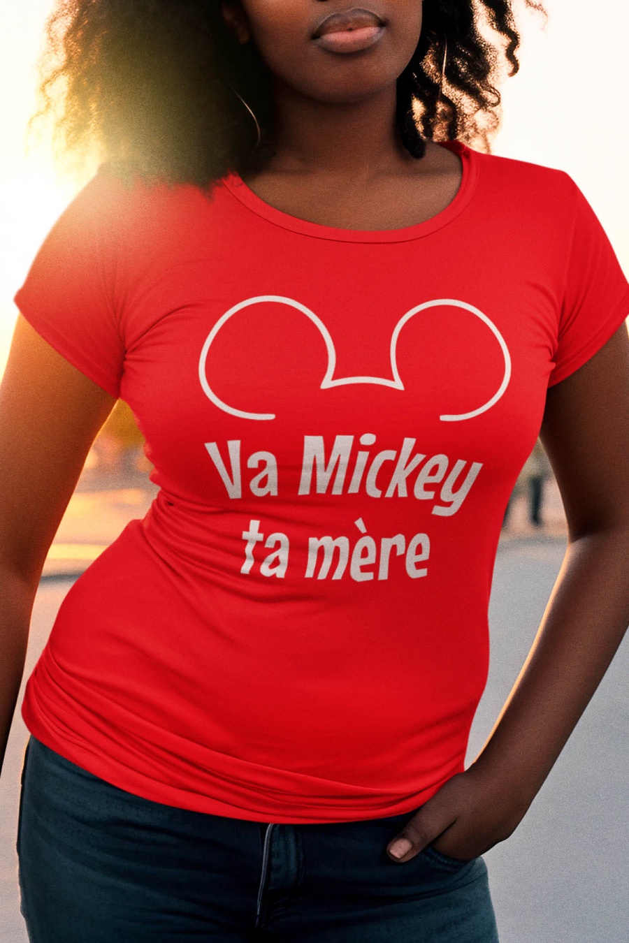 T-shirts Femme Rouge Impression A La Demande I.A.L.D T-SHIRT FEMME - MICKEY TA MÈRE #c Efashion Paris