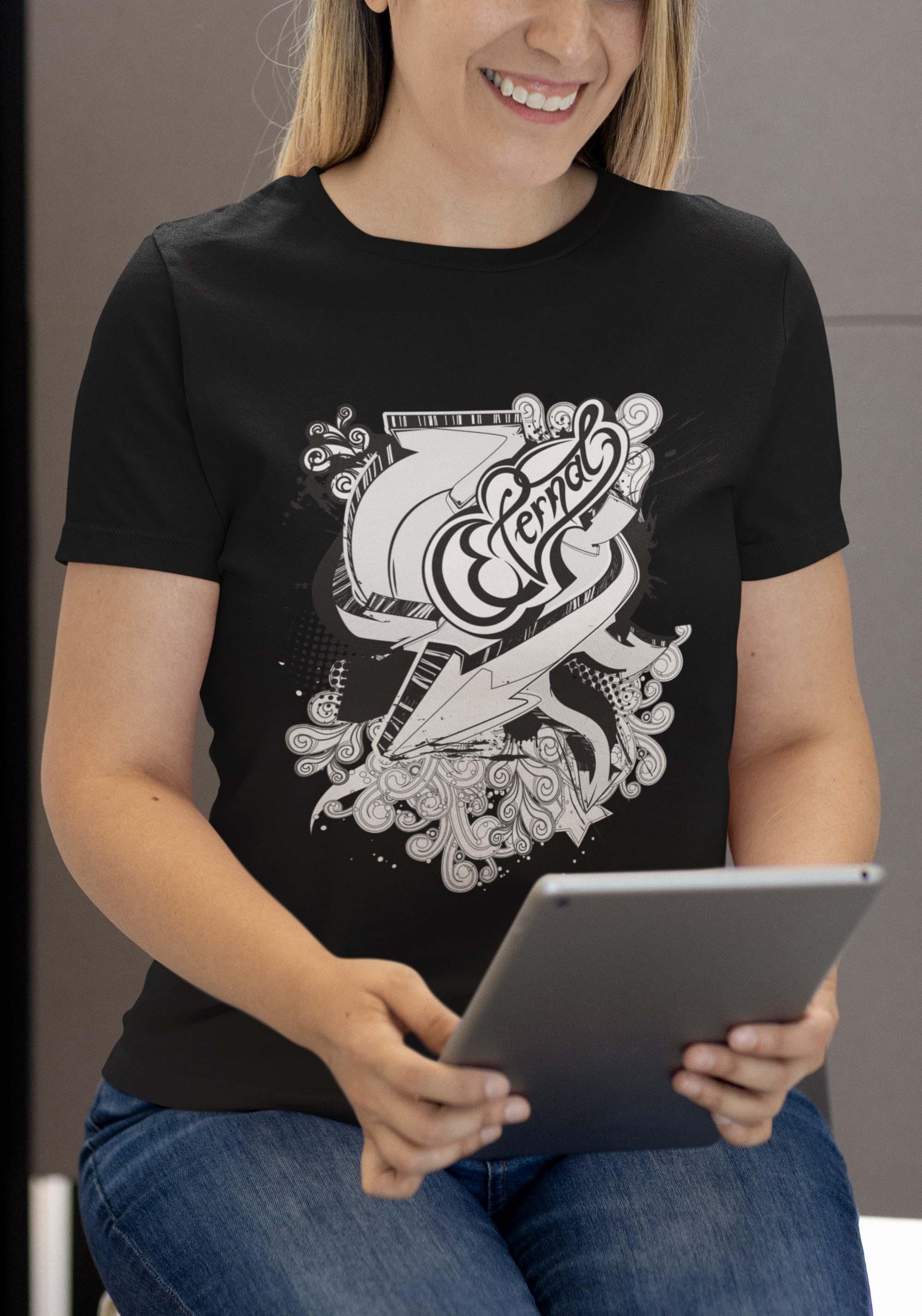 T-shirts Femme Noir Impression A La Demande I.A.L.D T-SHIRT FEMME - ETERNA #c Efashion Paris