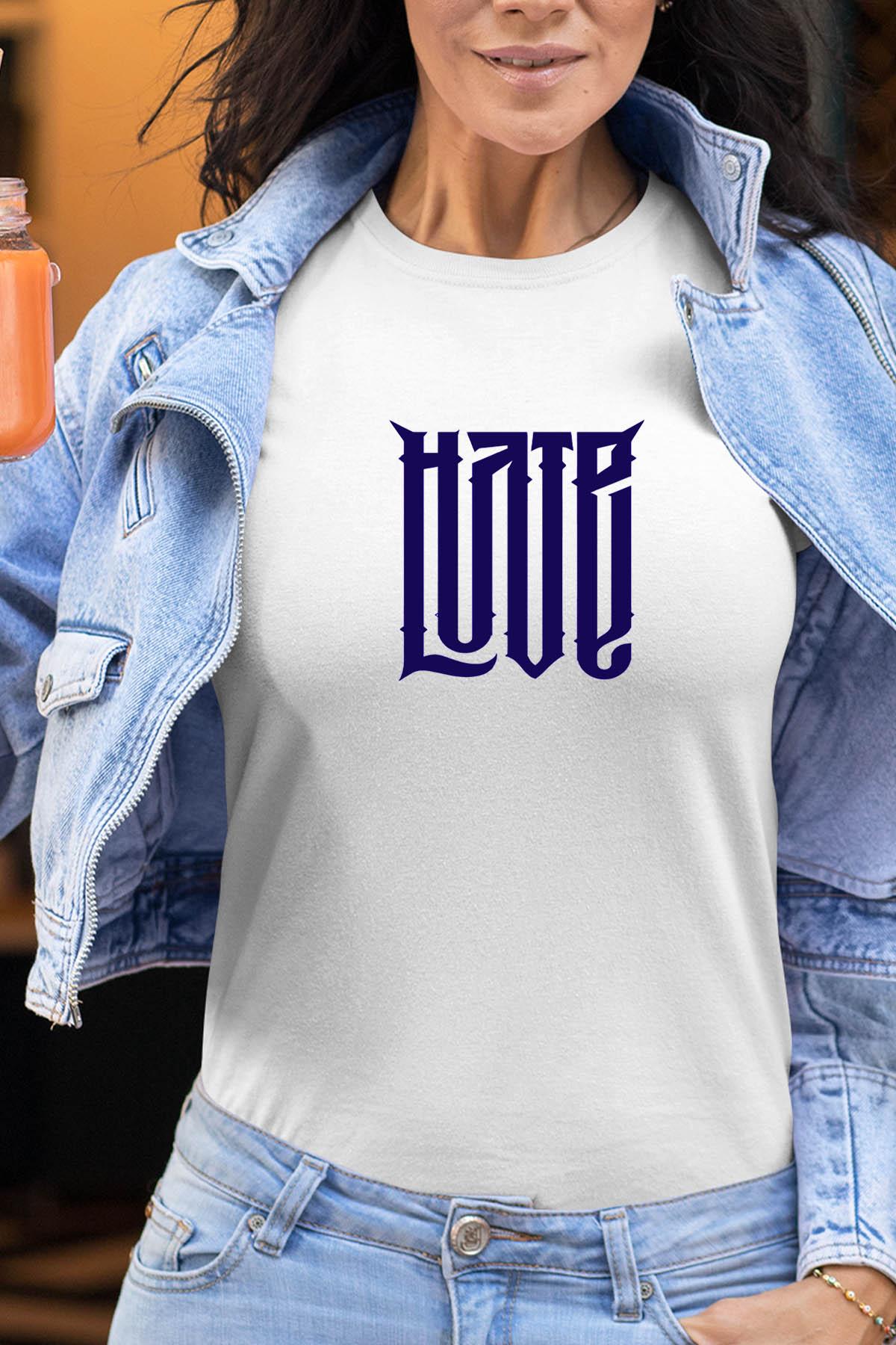 Camisetas Mujer White Impression A La Demande I.A.L.D T-SHIRT FEMME - LOVE HATE  #c Efashion Paris