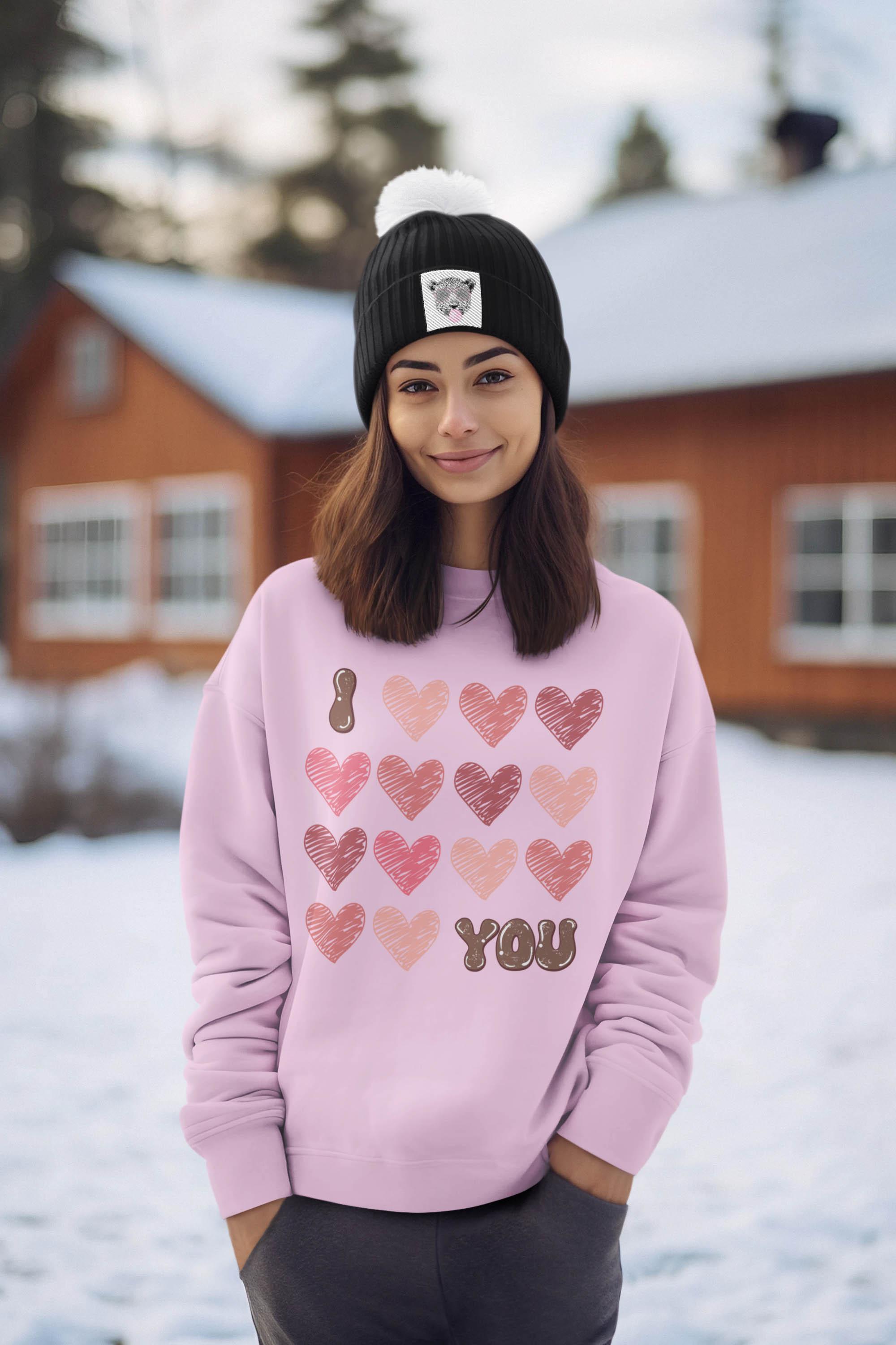 Sweats Femme Rose Impression A La Demande I.A.L.D SWEAT COL ROND FEMME I COEUR YOU #c Efashion Paris