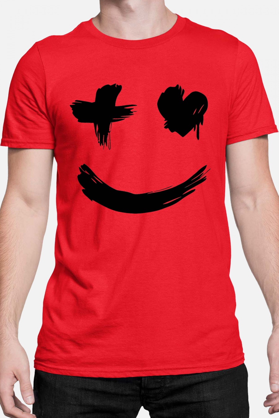 T-shirts Homme Rouge Impression A La Demande I.A.L.D SMILE CROIX COEUR #c Efashion Paris