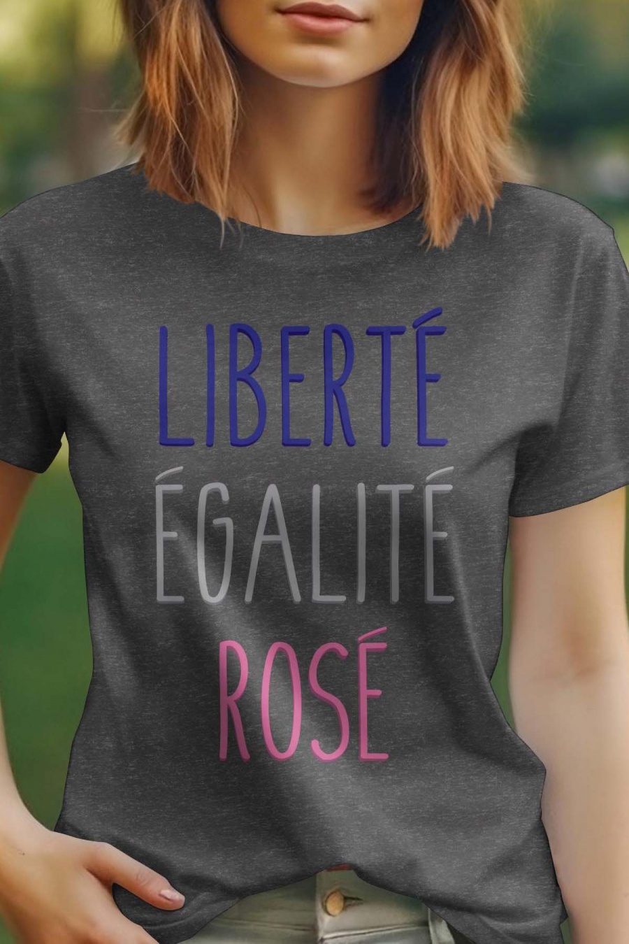 T-shirts Femme Gris Impression A La Demande I.A.L.D LIBERTE EGALITÉ ROSÉ #c Efashion Paris