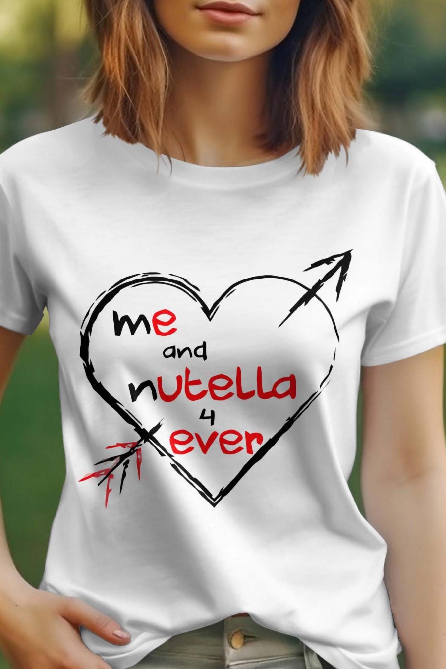 T-shirts Femme Blanc Impression A La Demande I.A.L.D ME AND NUTELLA #c Efashion Paris