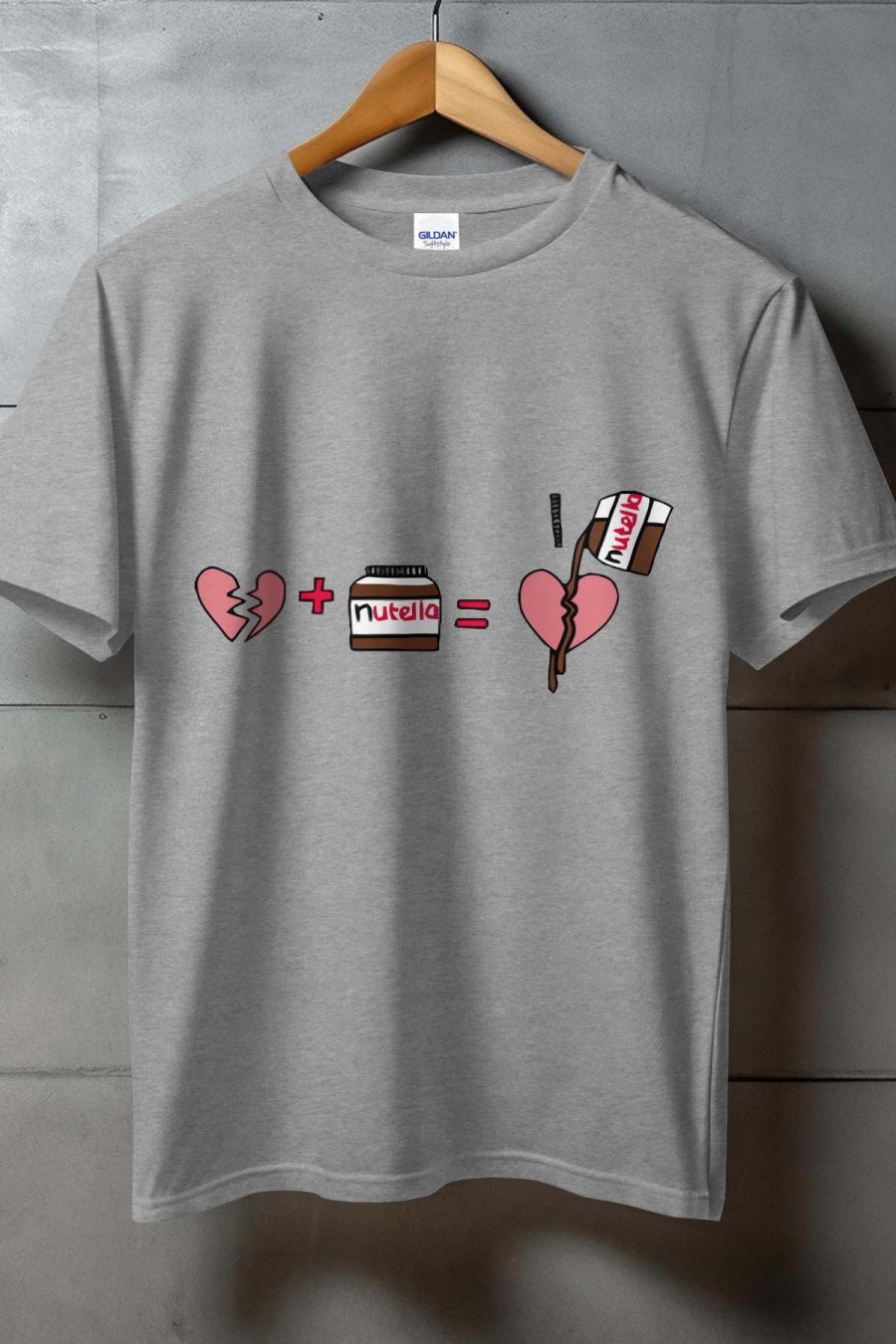 T-shirts Women Grey Impression A La Demande I.A.L.D COEUR BRISÉ + NUTELLA #c Efashion Paris