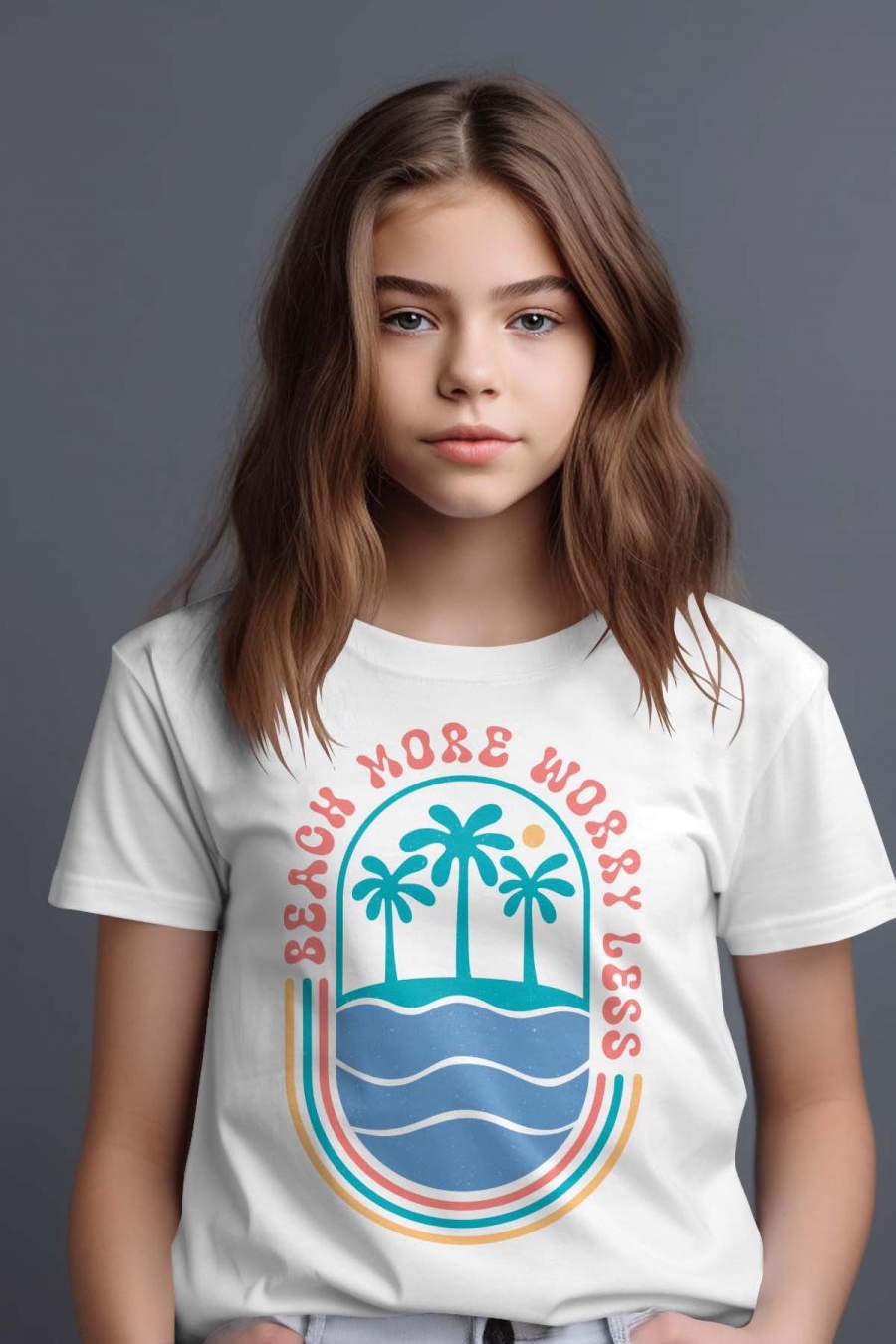 Hauts Enfant & Bébé  Blanc Impression A La Demande I.A.L.D BEACH WORRY #c Efashion Paris