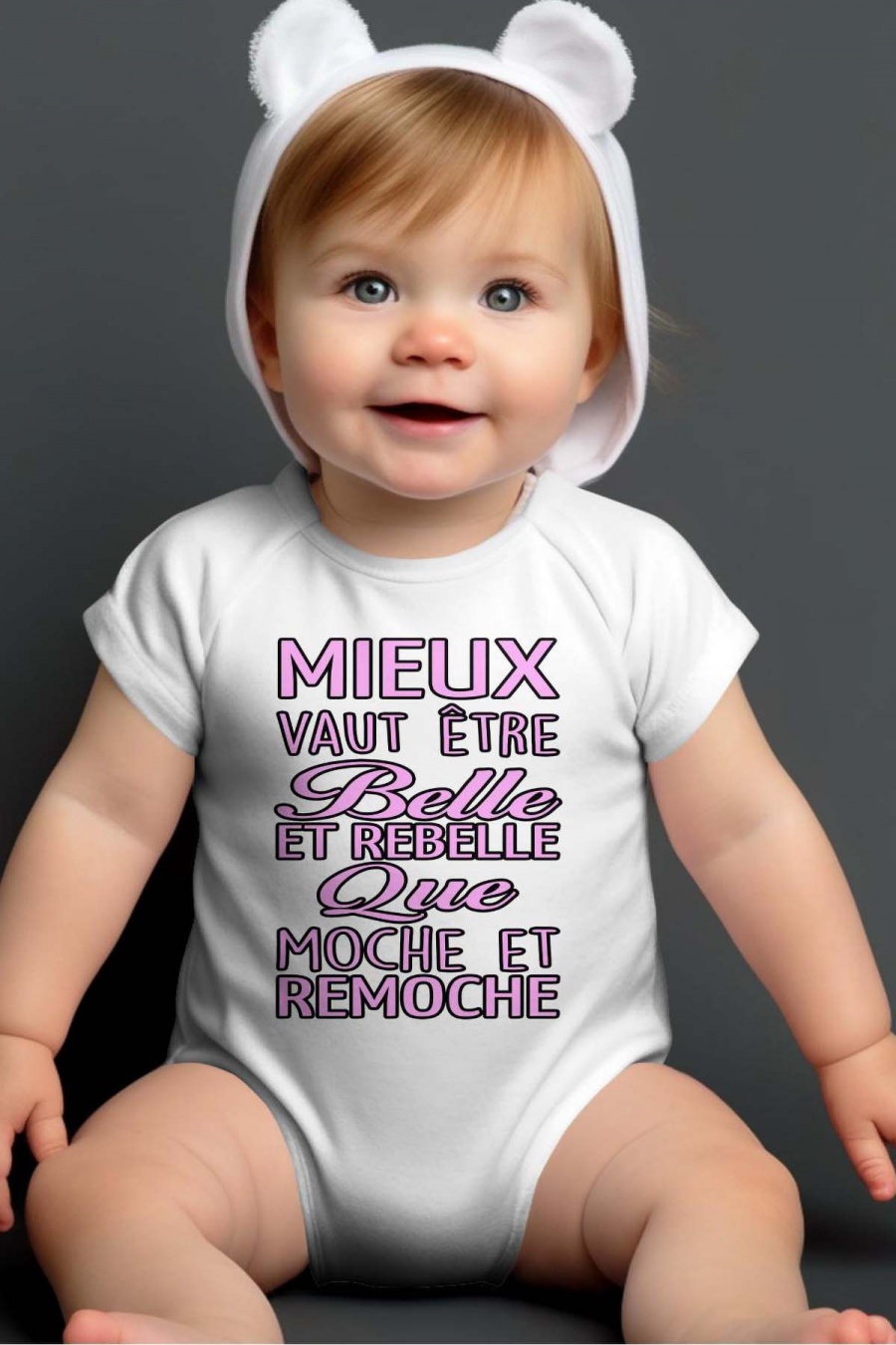 Ensembles & Bodies Enfant & Bébé  Blanc Impression A La Demande I.A.L.D BELLE REBELLE #c Efashion Paris