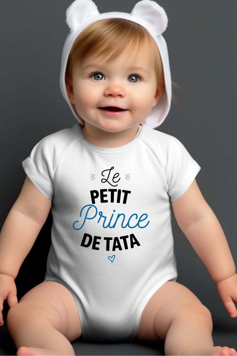 Ensembles & Bodies Enfant & Bébé  Blanc Impression A La Demande I.A.L.D PRINCE TATA - BODY BÉBÉ #c Efashion Paris