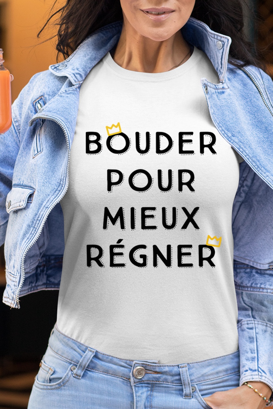 T-shirts Femme Noir Impression A La Demande I.A.L.D T-SHIRT FEMME - BOUDER REGNER #c Efashion Paris