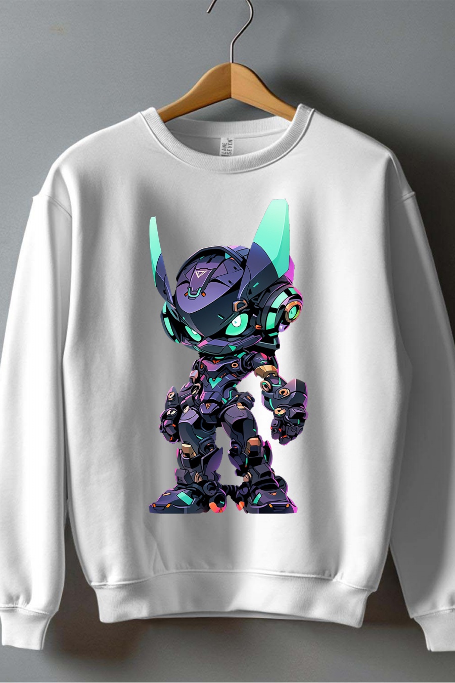 Pulls Homme Blanc Impression A La Demande I.A.L.D ROBOT KID - SWEAT COL ROND HOMME #c Efashion Paris