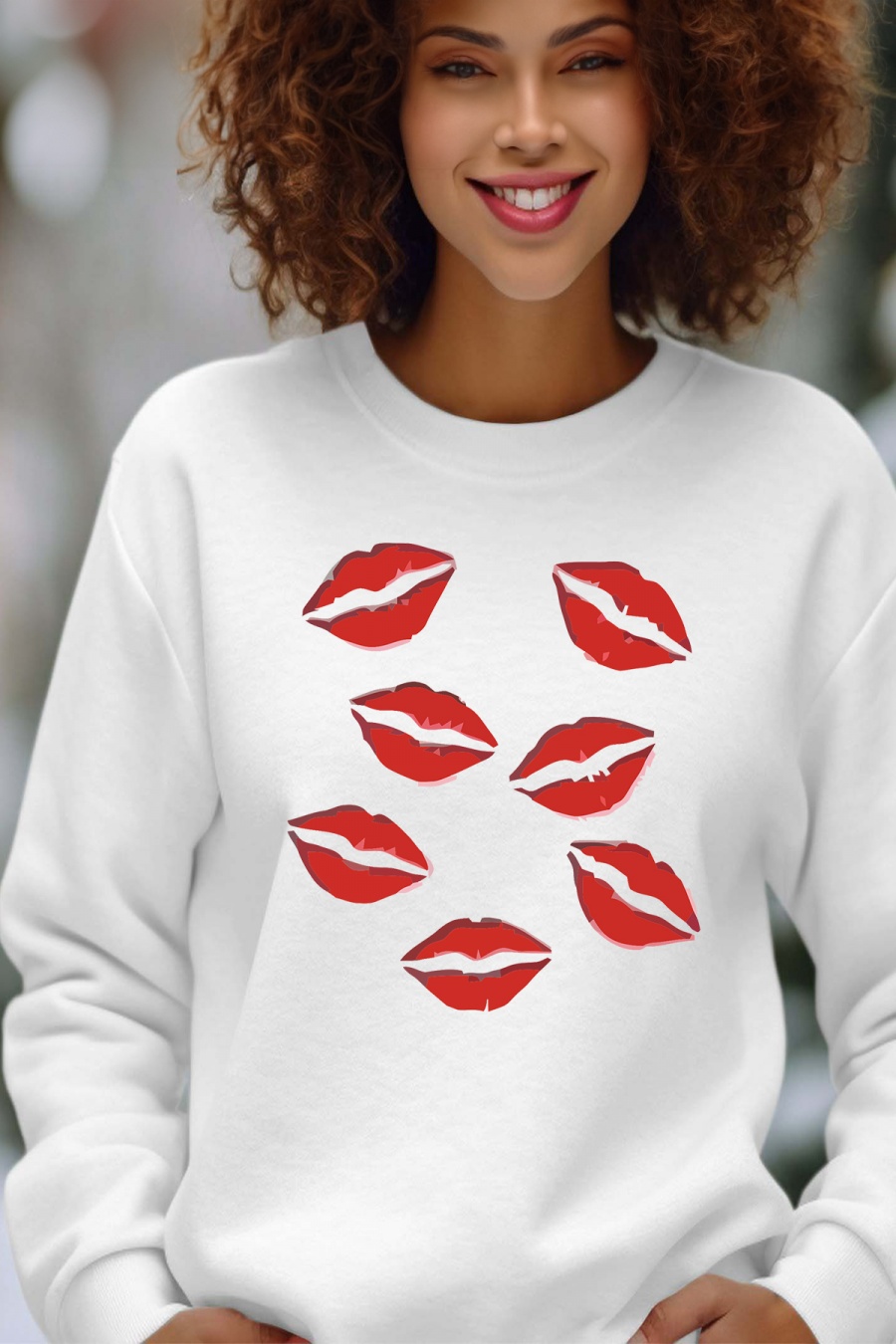 Sweats Femme Blanc Impression A La Demande I.A.L.D BISOUS PETIT - SWEAT COL ROND FEMME #c Efashion Paris