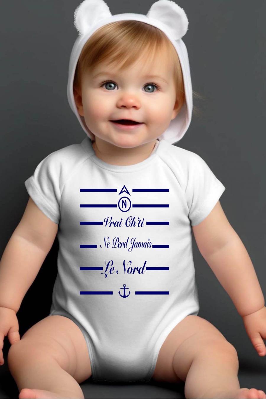 Ensembles & Bodies Enfant & Bébé  Blanc Impression A La Demande I.A.L.D CHTI - BODY BÉBÉ #c Efashion Paris