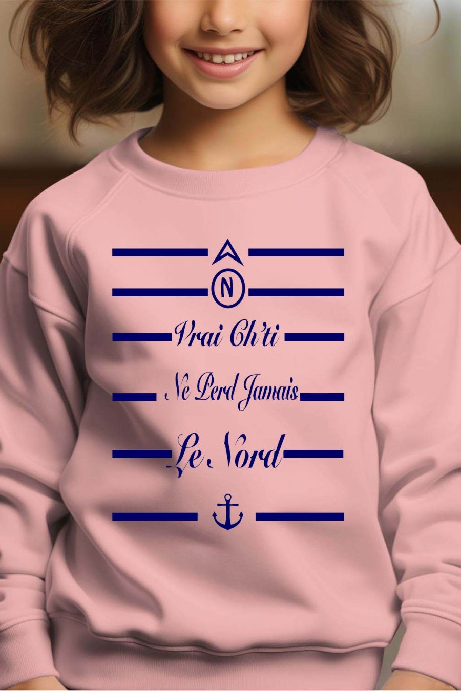 Hauts Enfant & Bébé  Rose Impression A La Demande I.A.L.D CHTI - SWEAT COL ROND FILLE #c Efashion Paris