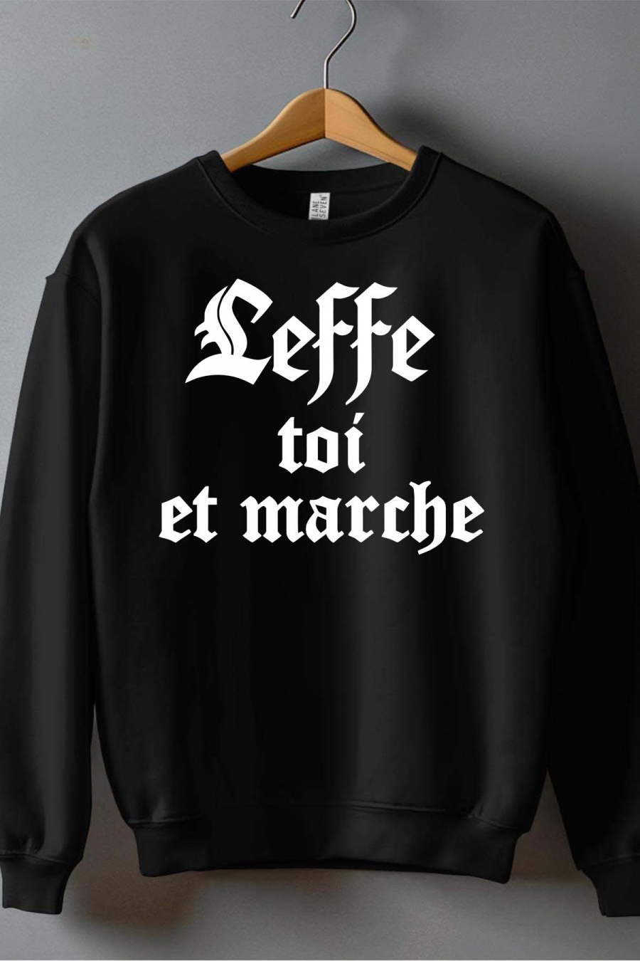 Pulls Homme Noir Impression A La Demande I.A.L.D LEFFE MARCHE - SWEAT COL ROND HOMME #c Efashion Paris