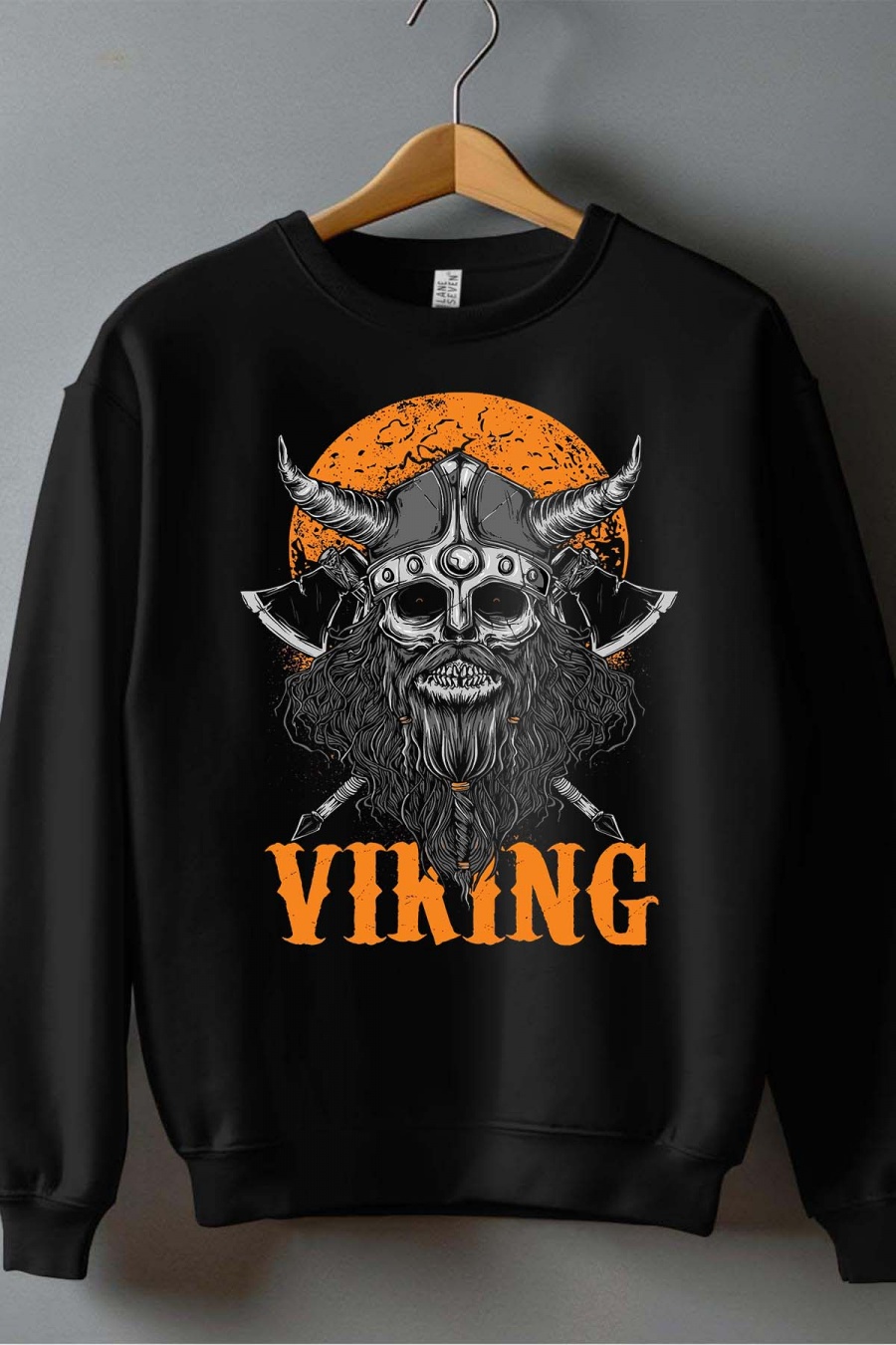 Hauts Enfant & Bébé  Noir Impression A La Demande I.A.L.D VIKING TETE DE MORT - SWEAT COL ROND GARÇON #c Efashion Paris