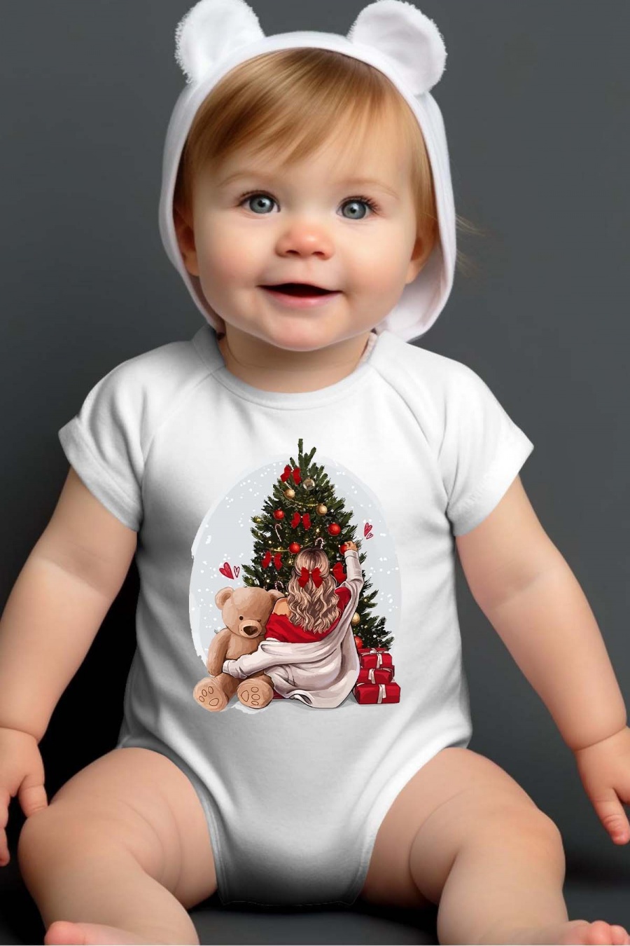 Ensembles & Bodies Enfant & Bébé  Blanc Impression A La Demande I.A.L.D FEMME DOS NOEL - BODY BÉBÉ #c Efashion Paris