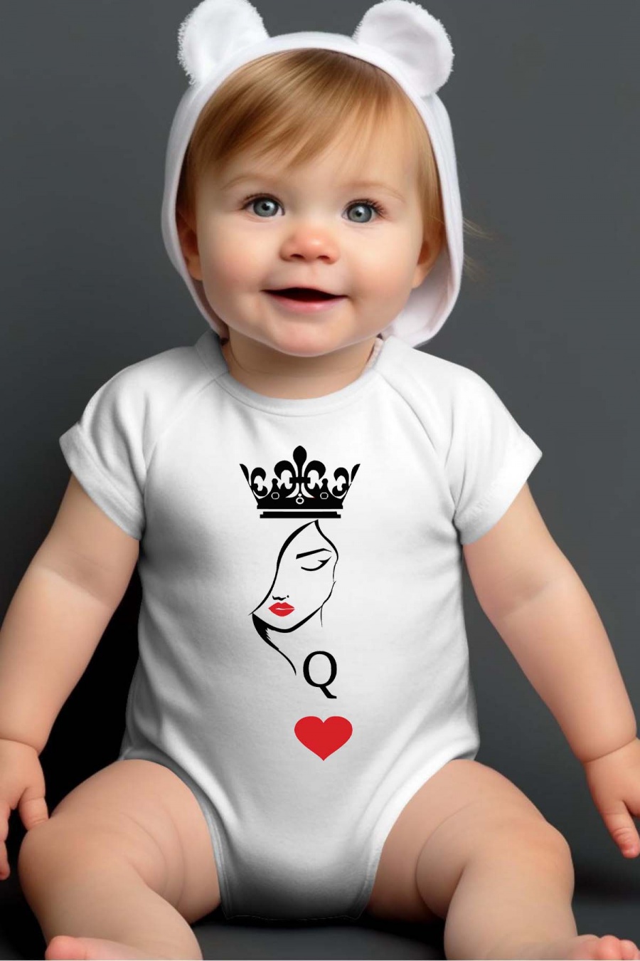 Ensembles & Bodies Enfant & Bébé  Blanc Impression A La Demande I.A.L.D QUEEN Q - BODY BÉBÉ #c Efashion Paris