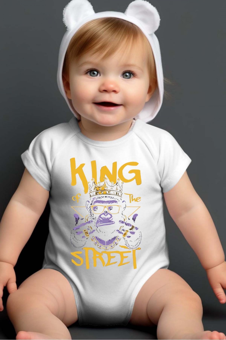 Ensembles & Bodies Enfant & Bébé  Blanc Impression A La Demande I.A.L.D KING STREET - BODY BÉBÉ #c Efashion Paris