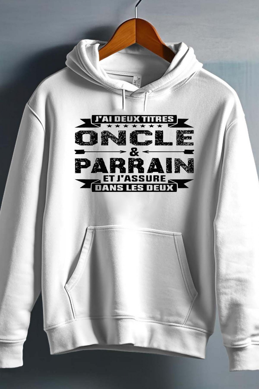 Pulls Homme Blanc Impression A La Demande I.A.L.D ONCLE PARRAIN - SWEAT CAPUCHE HOMME #c Efashion Paris
