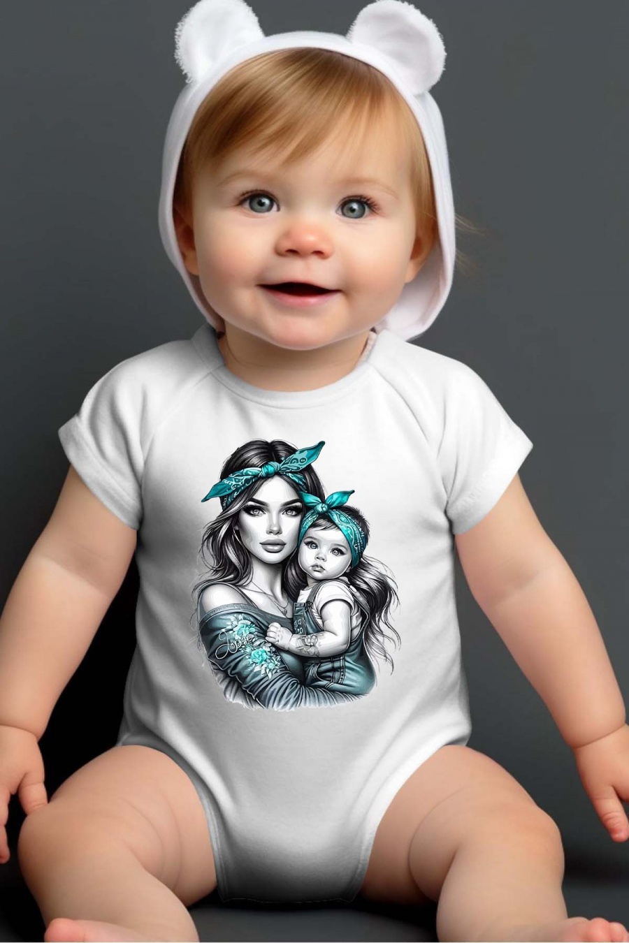Conjuntos & Bodies Niño y bébé  White Impression A La Demande I.A.L.D MOM DAUGHTER BANDANA - BODY BÉBÉ #c Efashion Paris